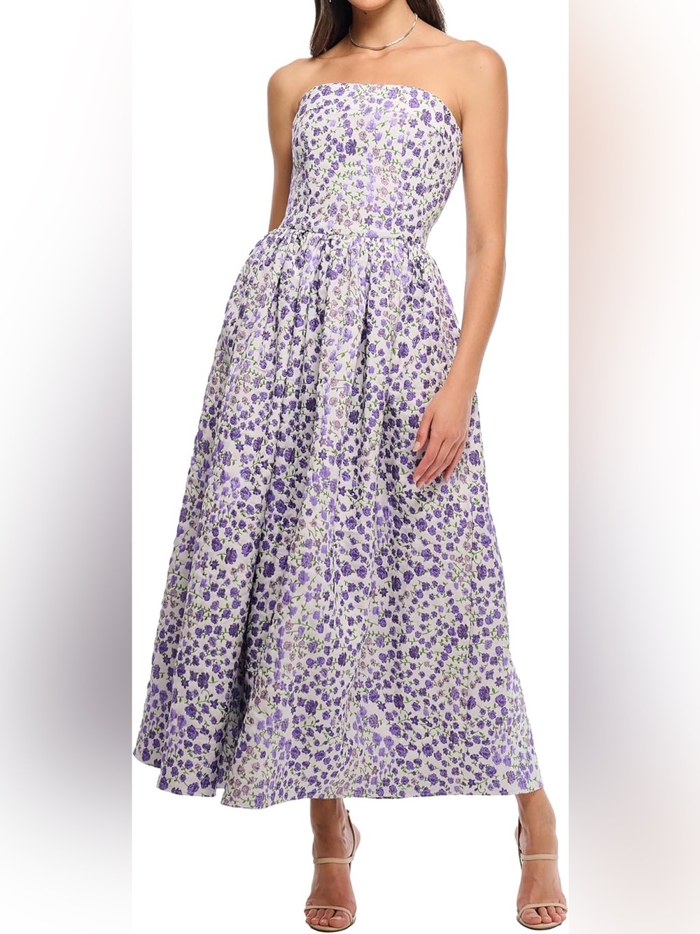 Shoshanna Midnight Wisteria Jacquard Dana Dress